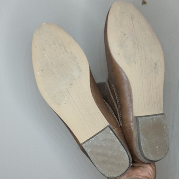 Not rated "mockingbird" tan/brown faux leather knee high studded boots - Picture 10 of 11